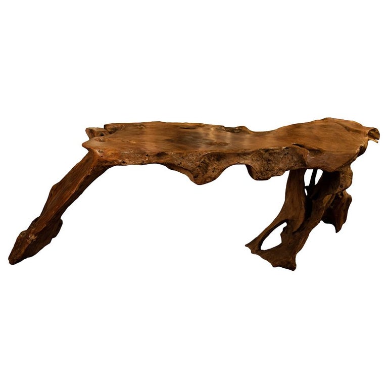 French walnut-root desk, mid-20th century