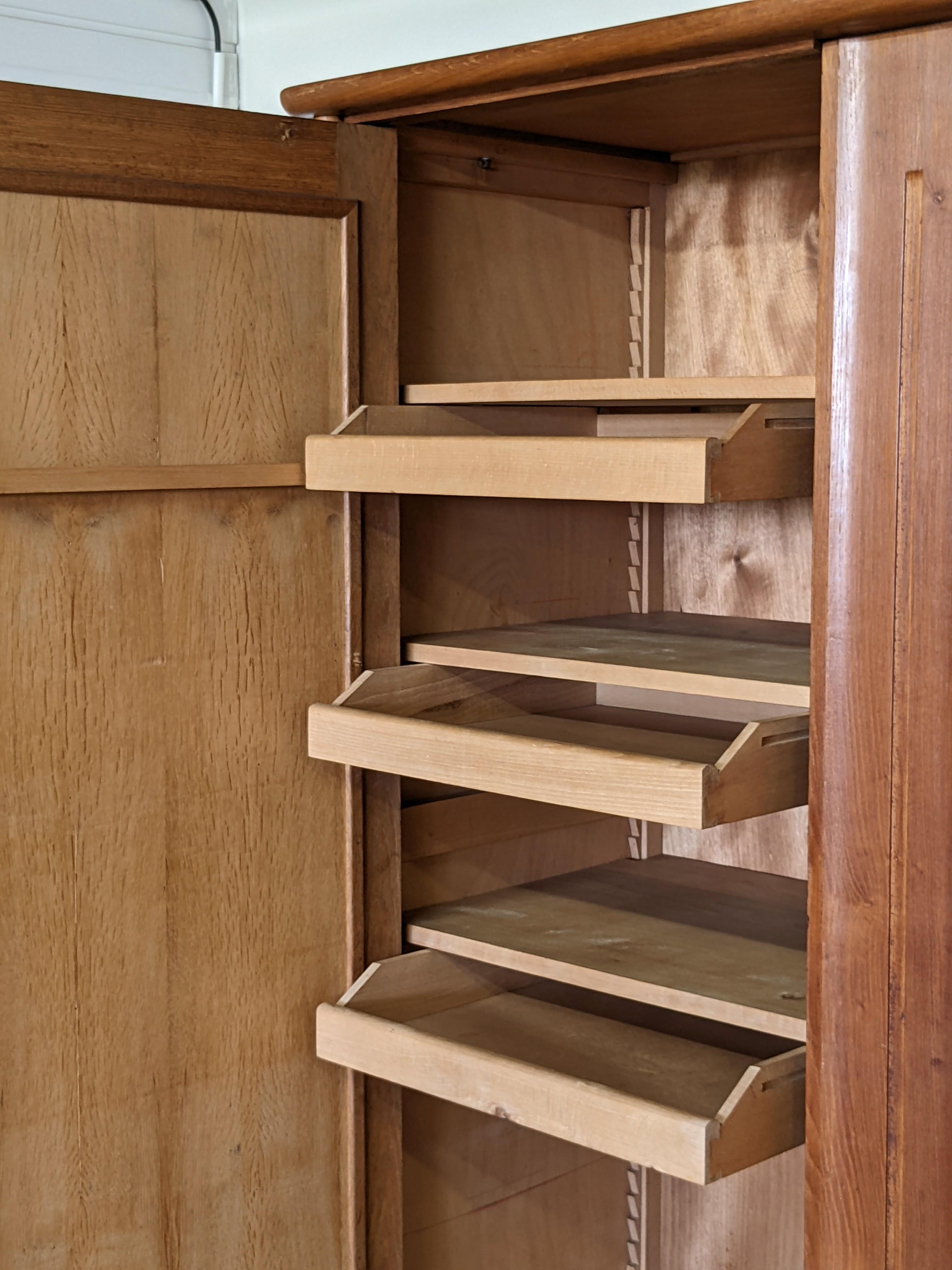 Mid-Century Modern French Wardrobe in Oak 1960s 5