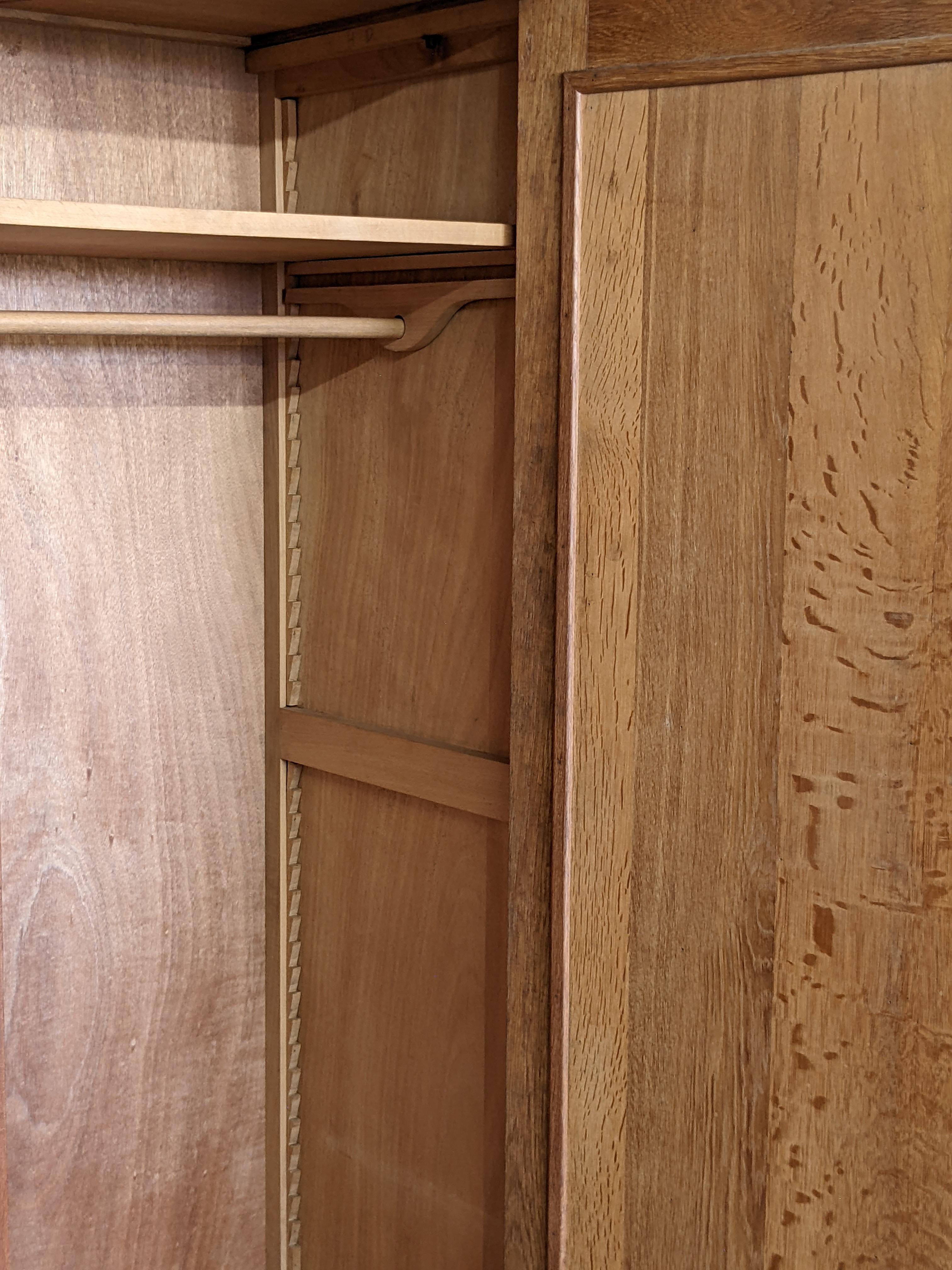 Mid-Century Modern French Wardrobe in Oak 1960s 6