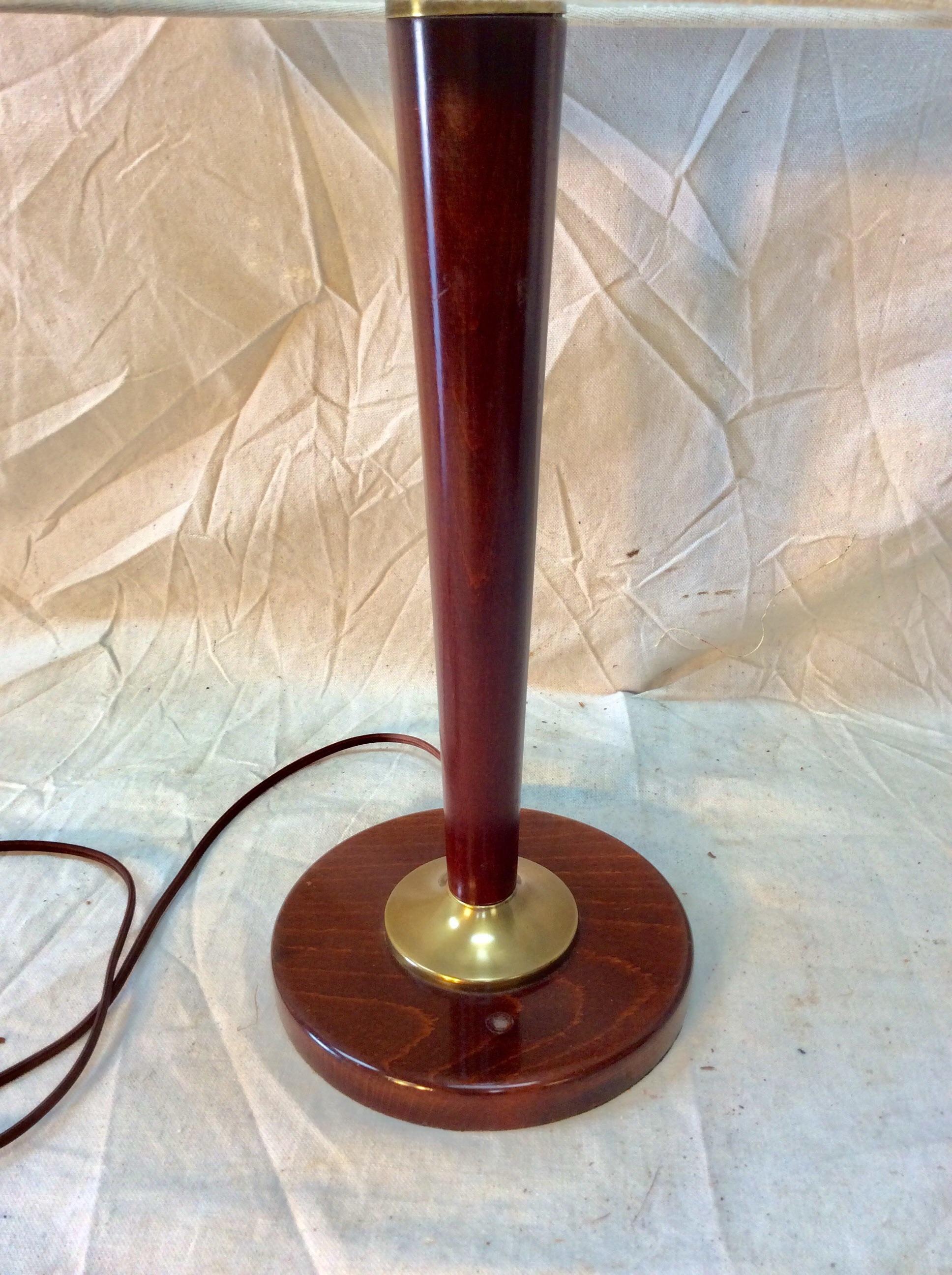 20th Century Mid-Century Modern French Wood and Brass Lamp For Sale