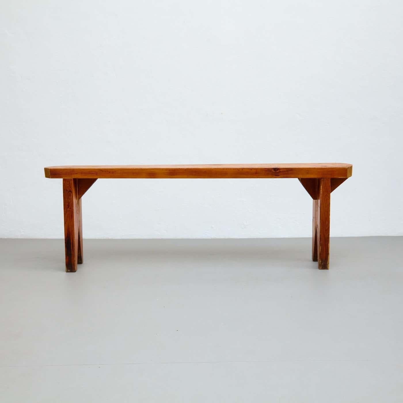 Mid Century Modern French Wood Bench, circa 1960 For Sale 1
