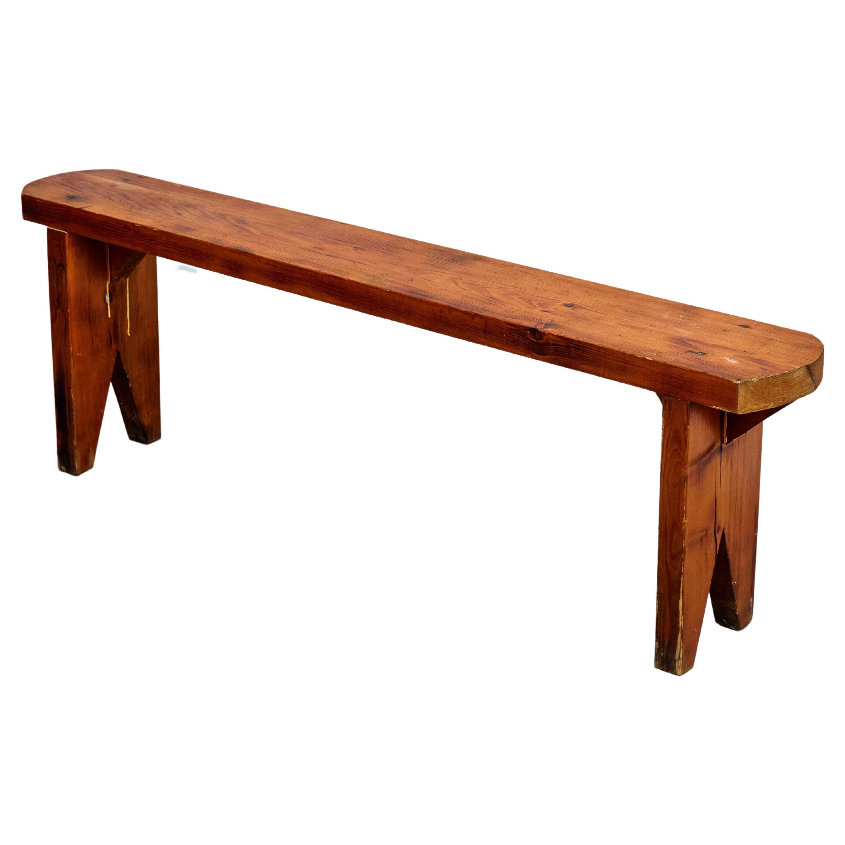 Mid century modern french wood bench 