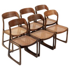 Sedie in vimini di Wood Wood e Cane di Baumann, stile metà del secolo scorso.