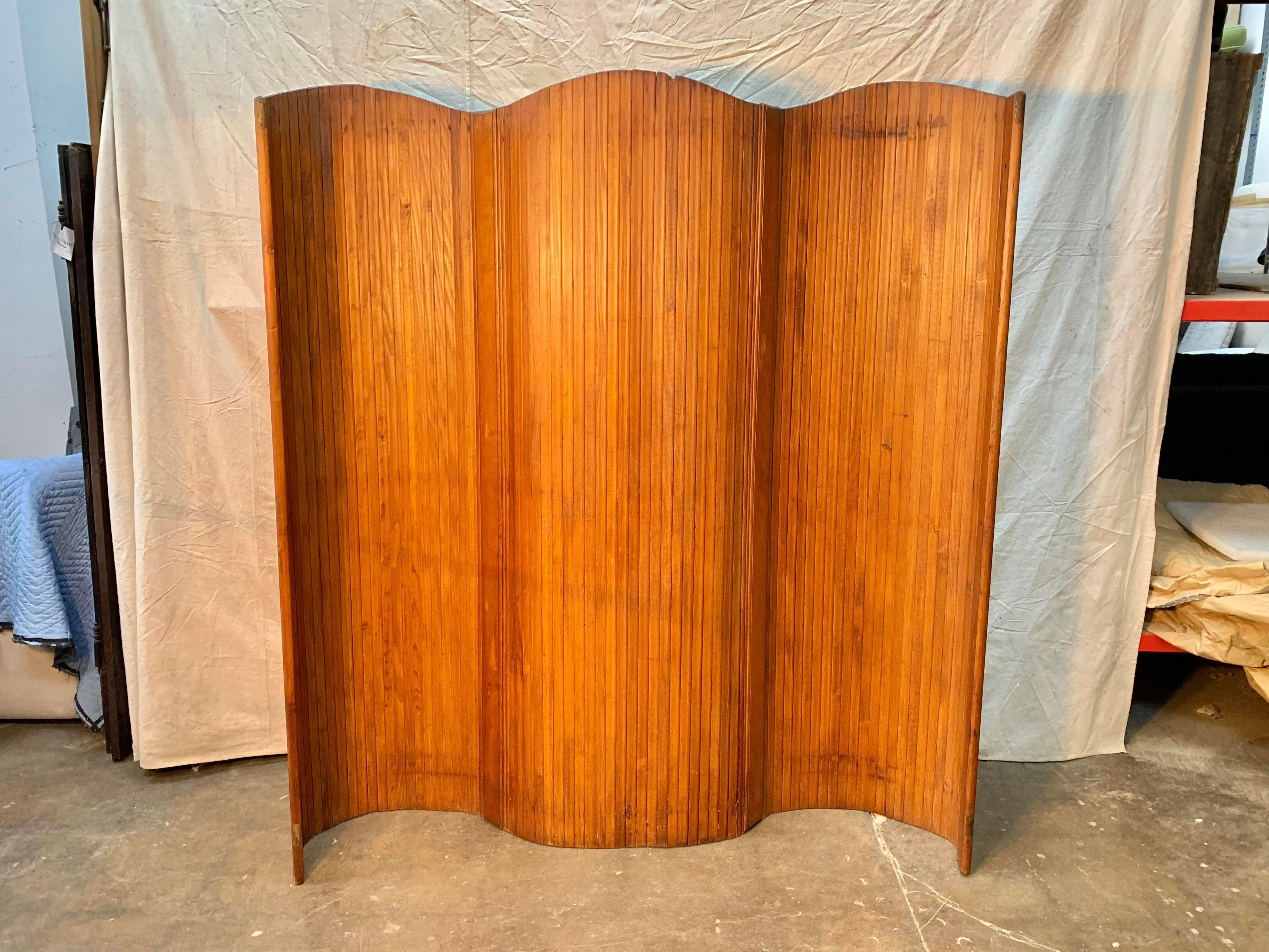 Mid-Century Modern French Wood Folding Screen in the Style of Baumann 5
