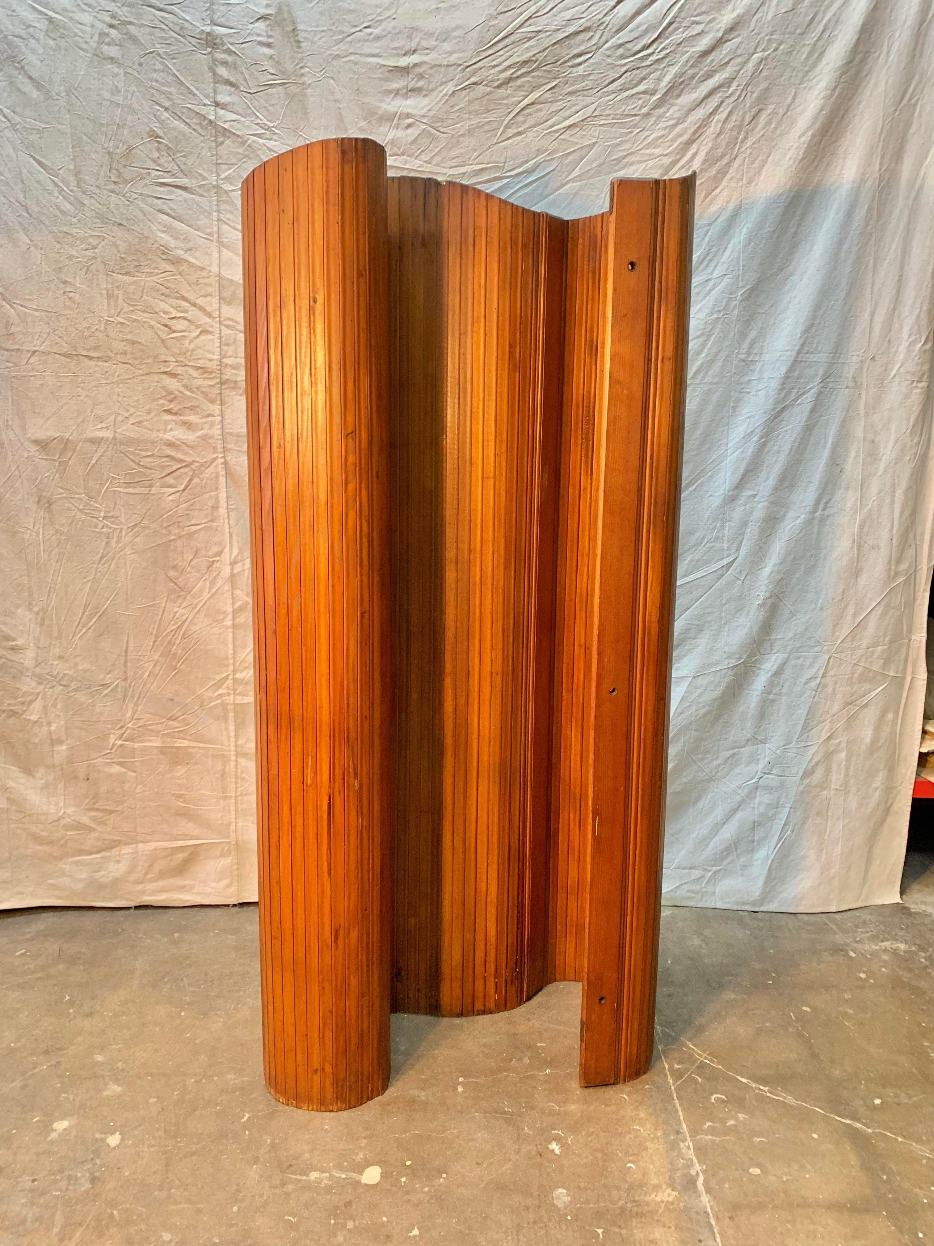 Metal Mid-Century Modern French Wood Folding Screen in the Style of Baumann