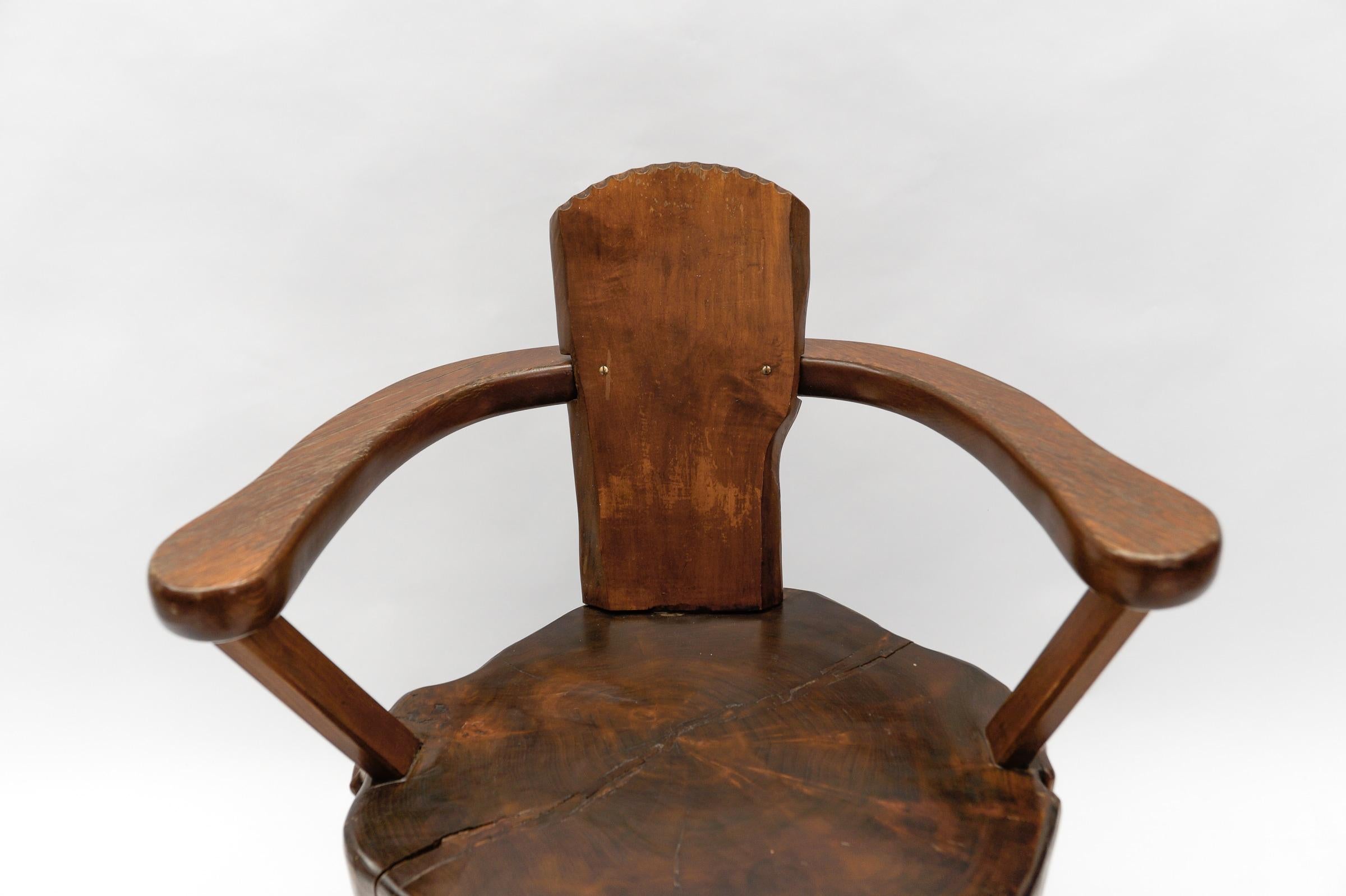 Mid-Century Modern French Wooden Armchair, Pierre Chapo Attributed, 1960s For Sale 5