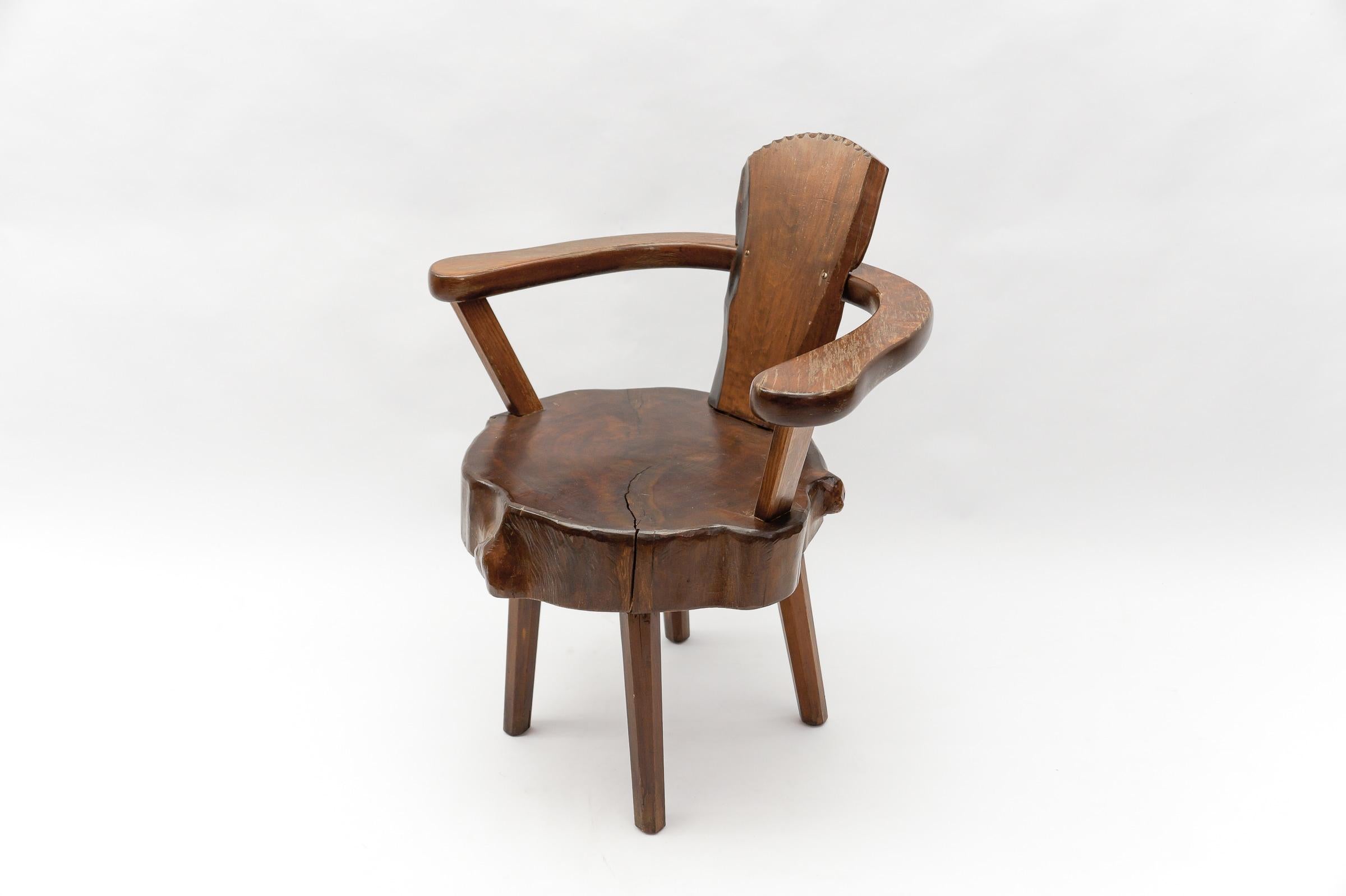Mid-Century Modern French Wooden Armchair, Pierre Chapo Attributed, 1960s For Sale 6