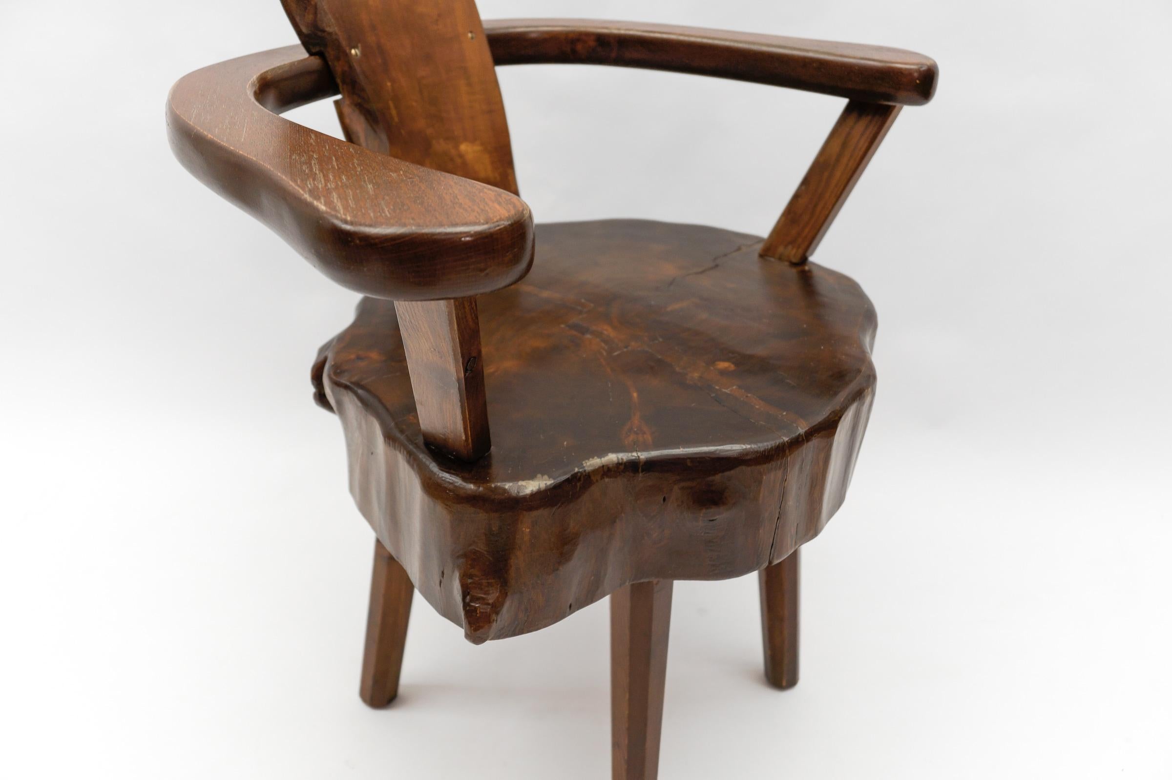 Mid-Century Modern French Wooden Armchair, Pierre Chapo Attributed, 1960s For Sale 8