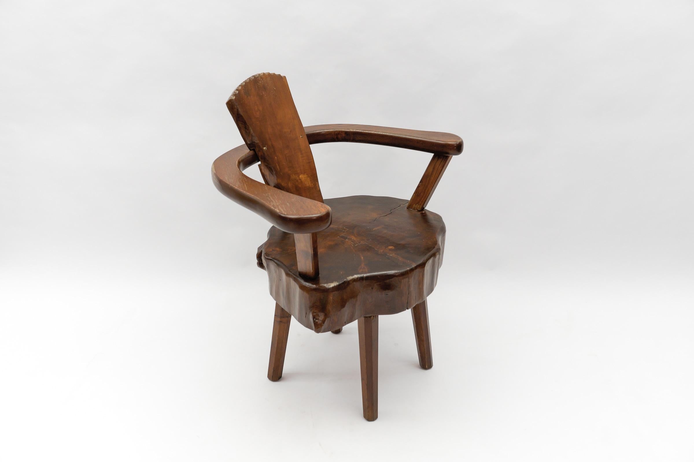 Mid-Century Modern French Wooden Armchair, Pierre Chapo Attributed, 1960s In Good Condition For Sale In Nürnberg, Bayern