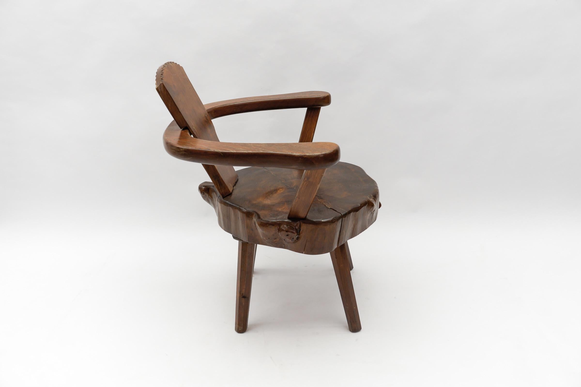 Mid-Century Modern French Wooden Armchair, Pierre Chapo Attributed, 1960s For Sale 1