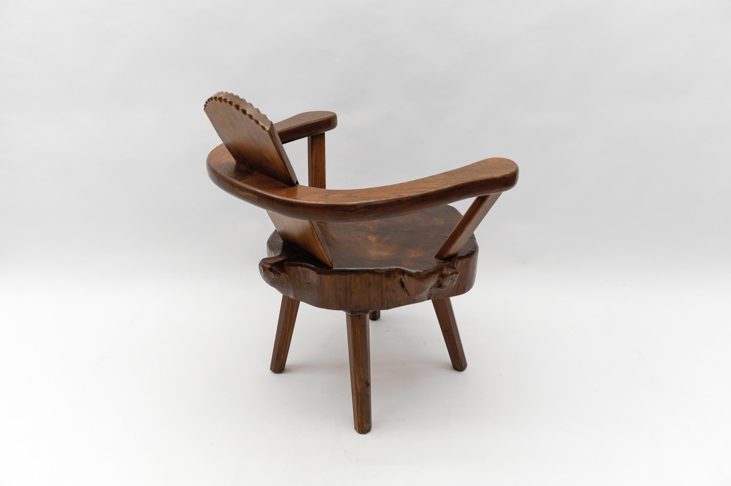 Mid-Century Modern French Wooden Armchair, Pierre Chapo Attributed, 1960s For Sale 2