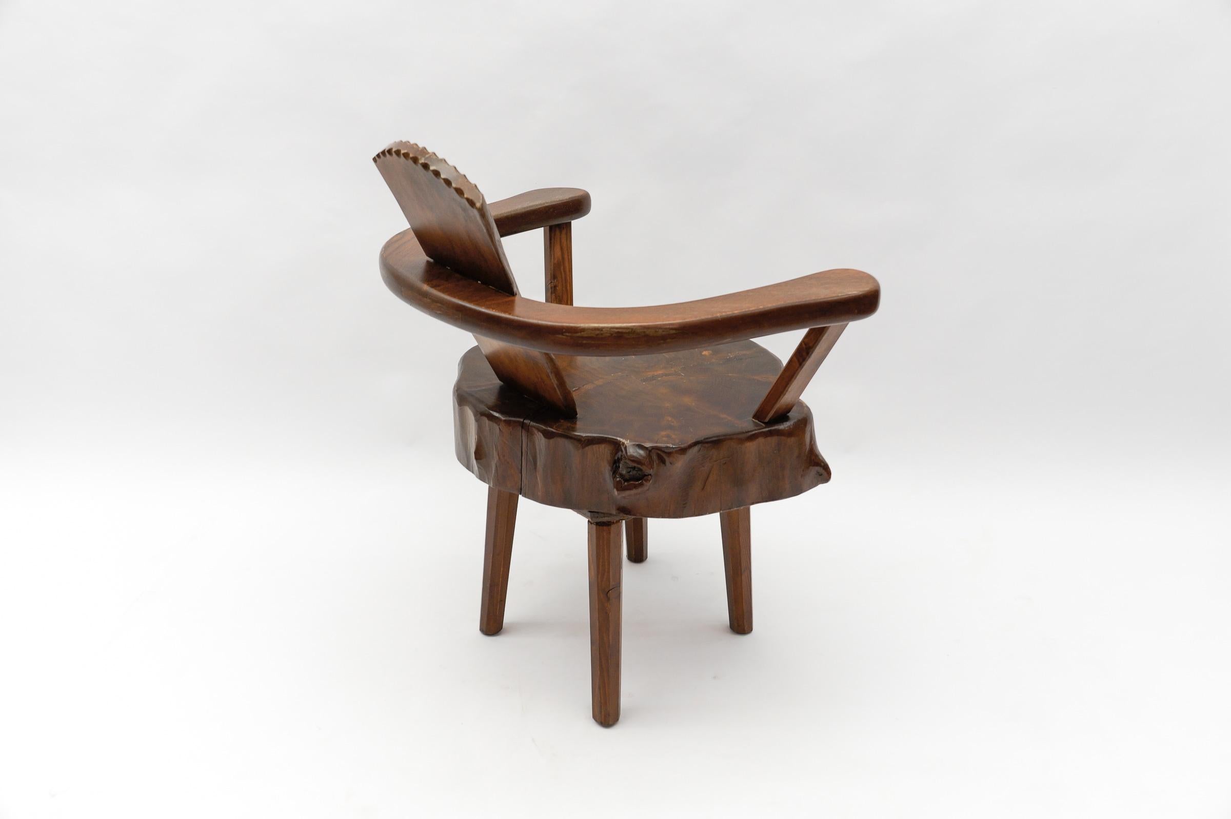 Mid-Century Modern French Wooden Armchair, Pierre Chapo Attributed, 1960s For Sale 3