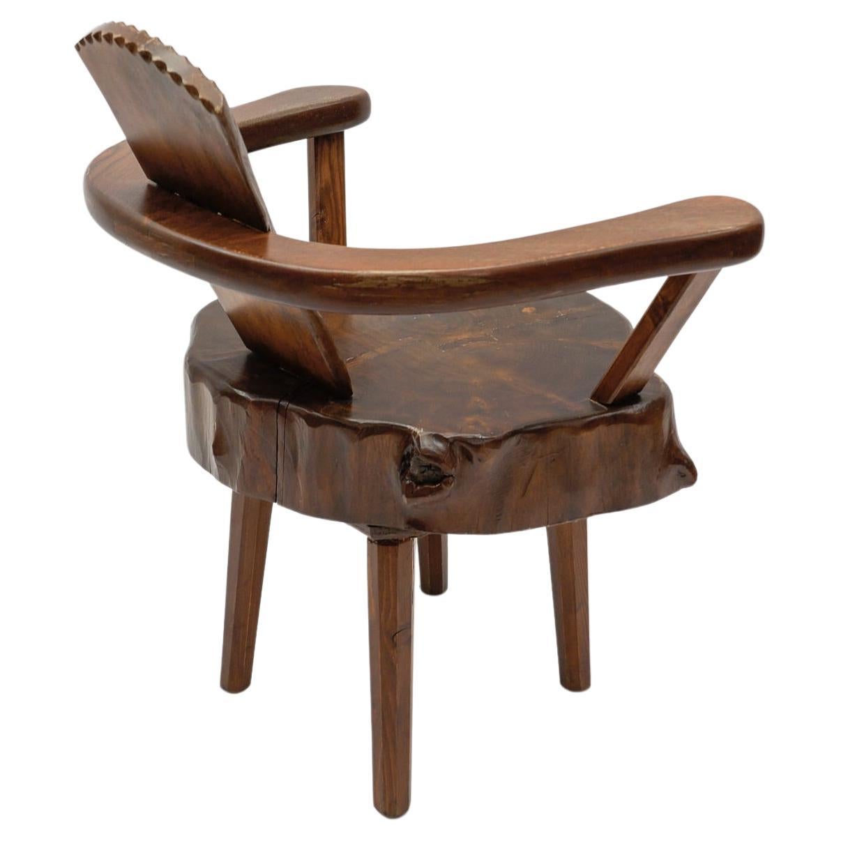 Mid-Century Modern French Wooden Armchair, Pierre Chapo Attributed, 1960s For Sale