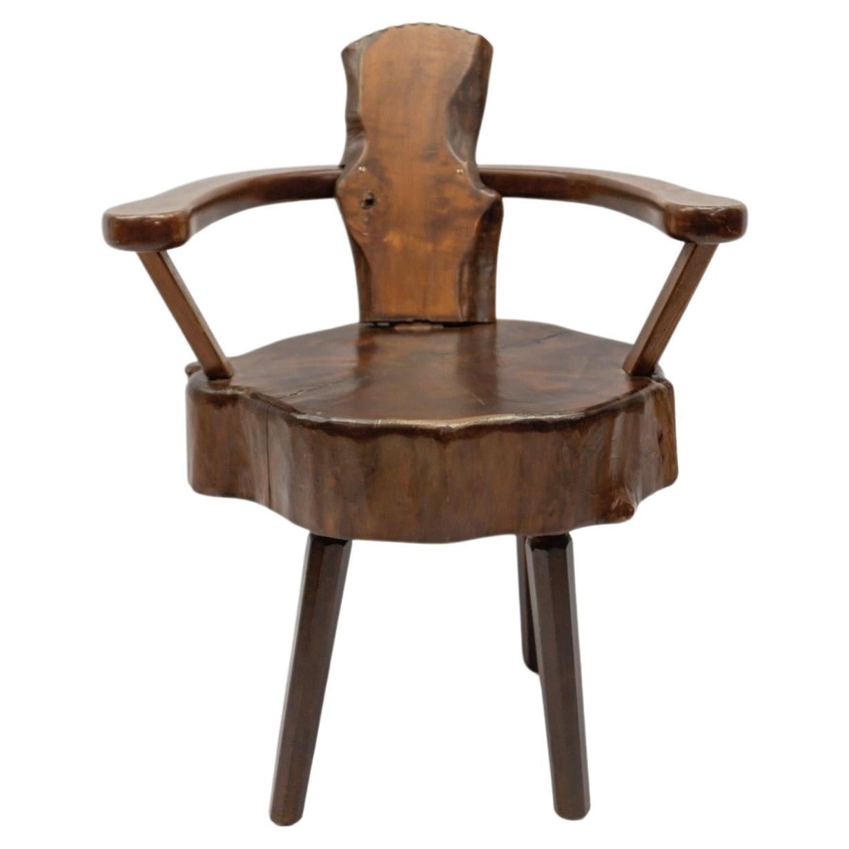 Mid-Century Modern French Wooden Armchair, Pierre Chapo Attributed, 1960s