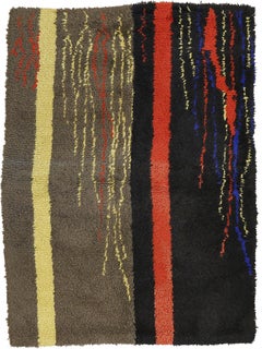 Mid-Century Modern Abstract Design French Wool Rug