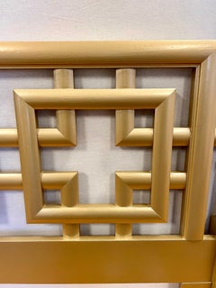 Mid-Century Modern Fretwork Queen Headboard Bed Faux Bamboo Look