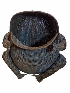 Mid-Century Modern Frog Wicker Magazine Rack Stand, 1970s, German