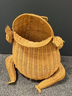 Mid-Century Modern Frog Wicker Magazine Rack Stand, 1970s, German