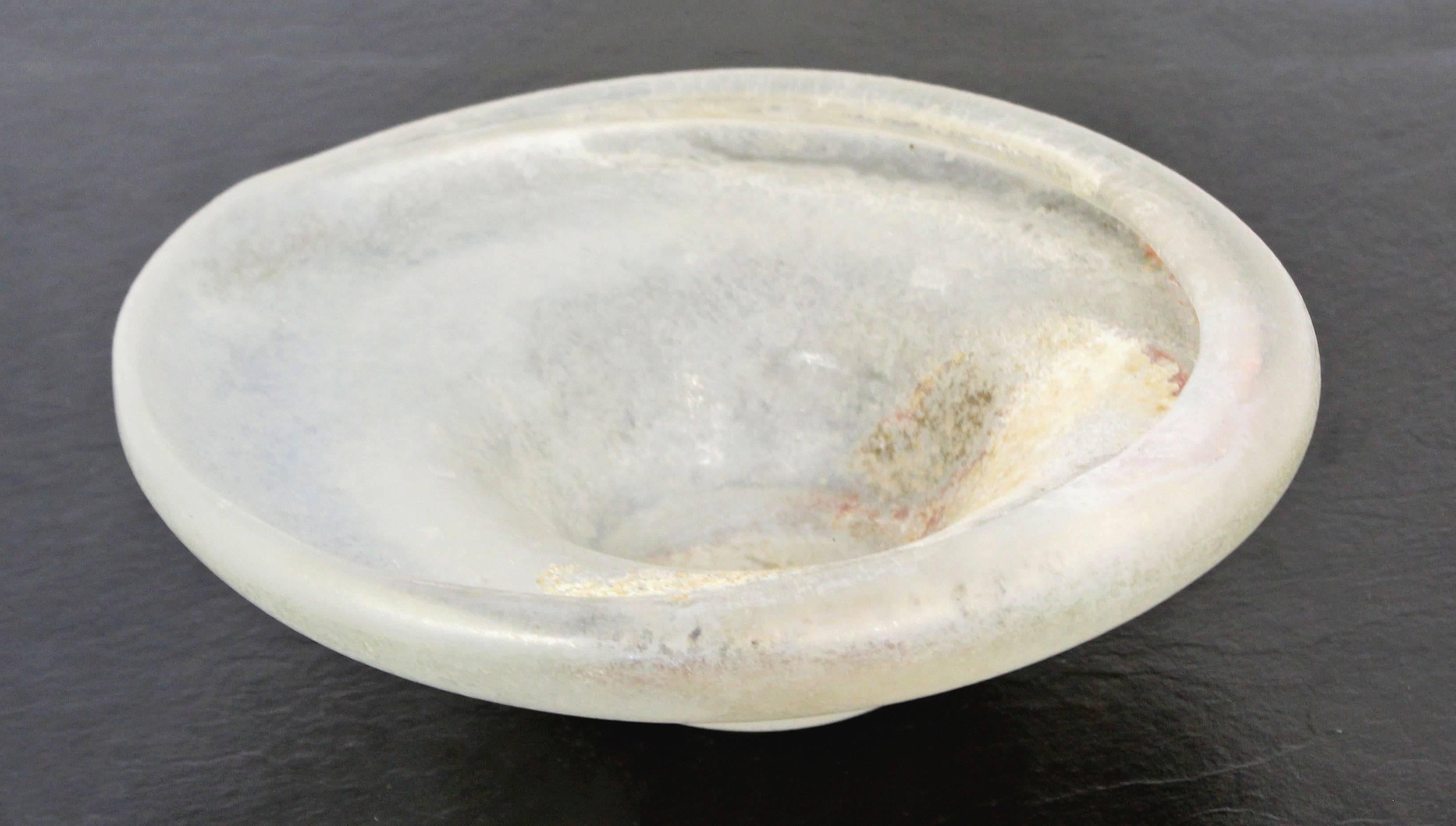 For your consideration is a gorgeous, frosted glass art bowl or candy dish, attributed to Cenedese, circa the 1960s. In excellent condition. The dimensions are 9.75