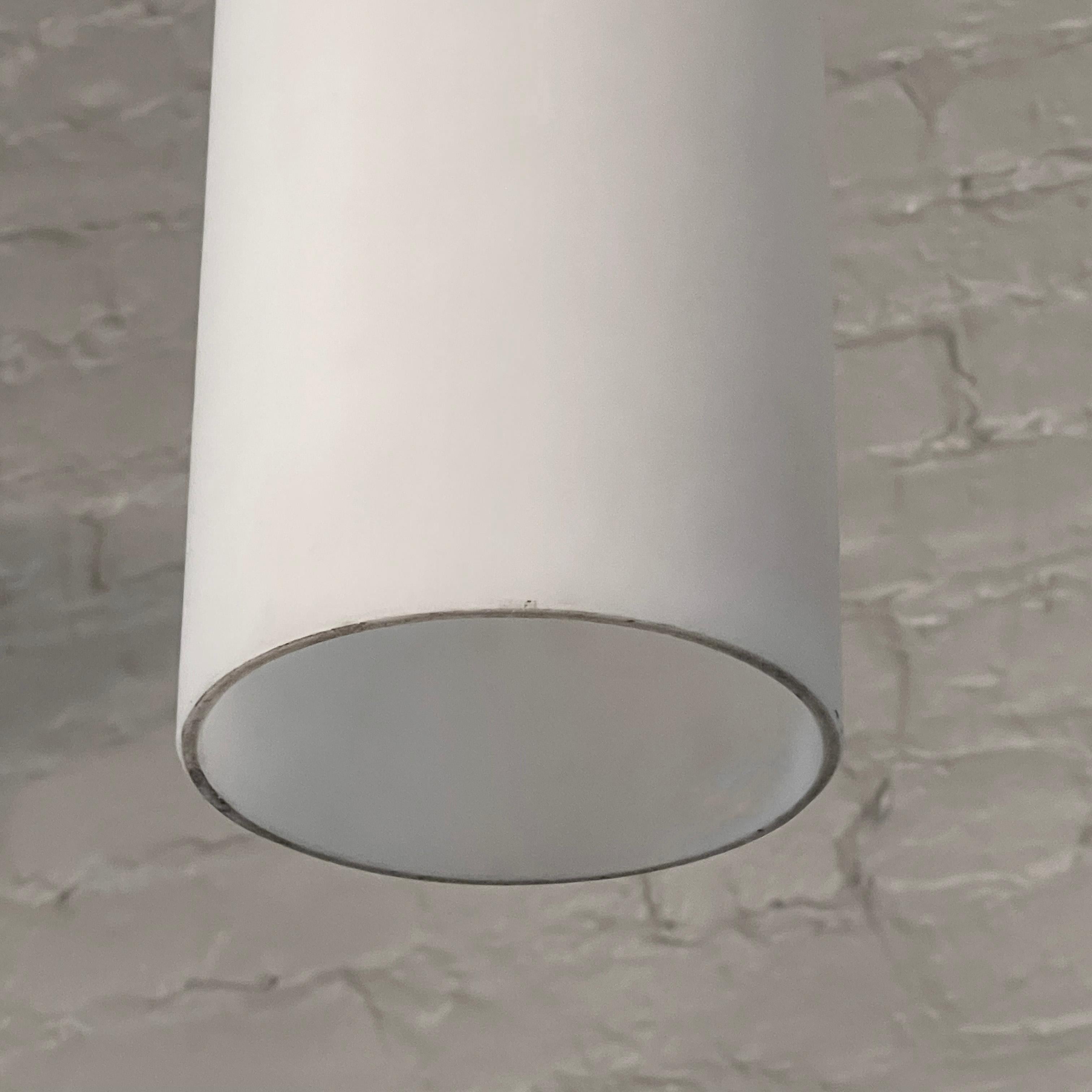 American Mid-Century Modern Frosted Glass Cylinder Pendant For Sale