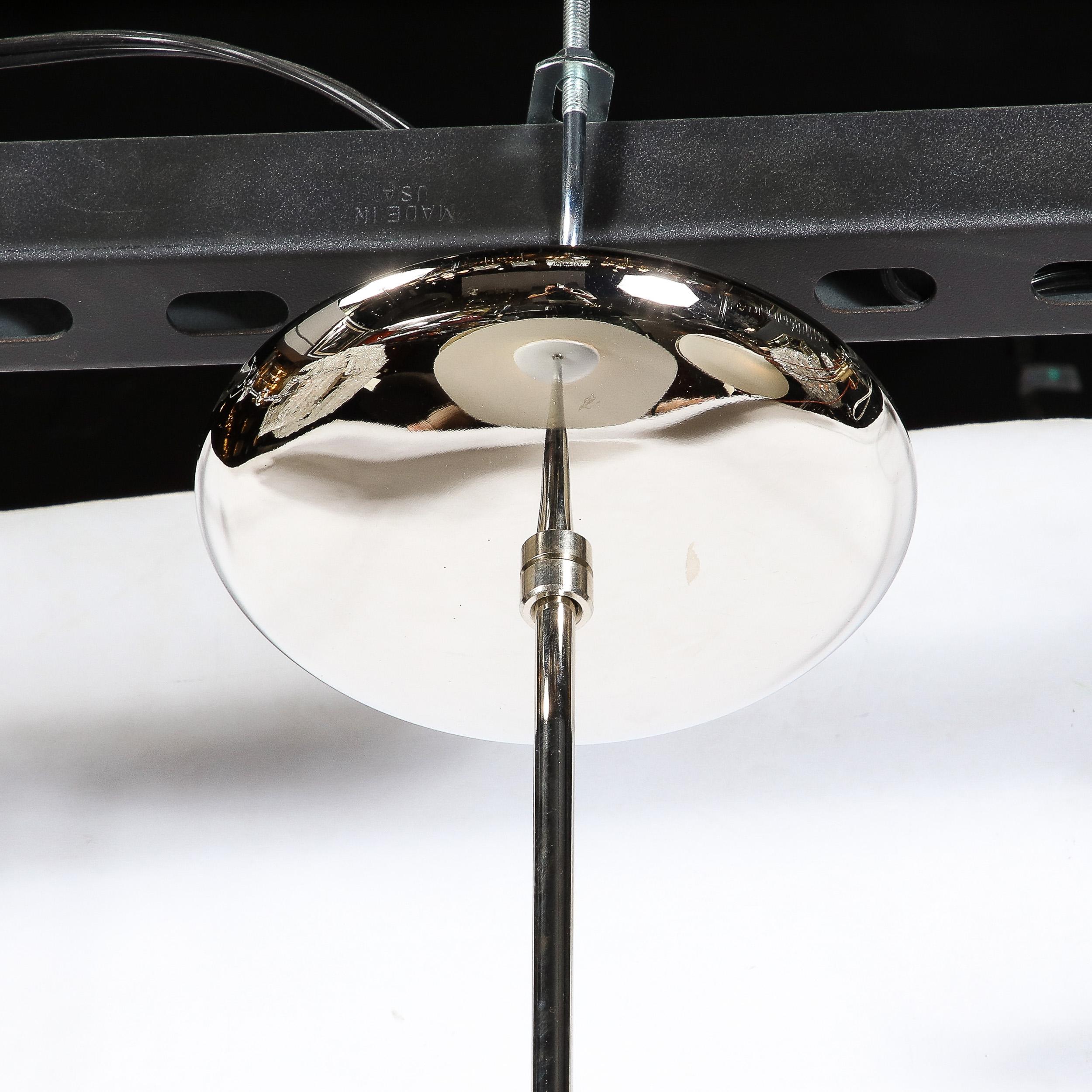 Mid-Century Modern Frosted Glass Saucer Form Pendant in with Chrome Fittings For Sale 4