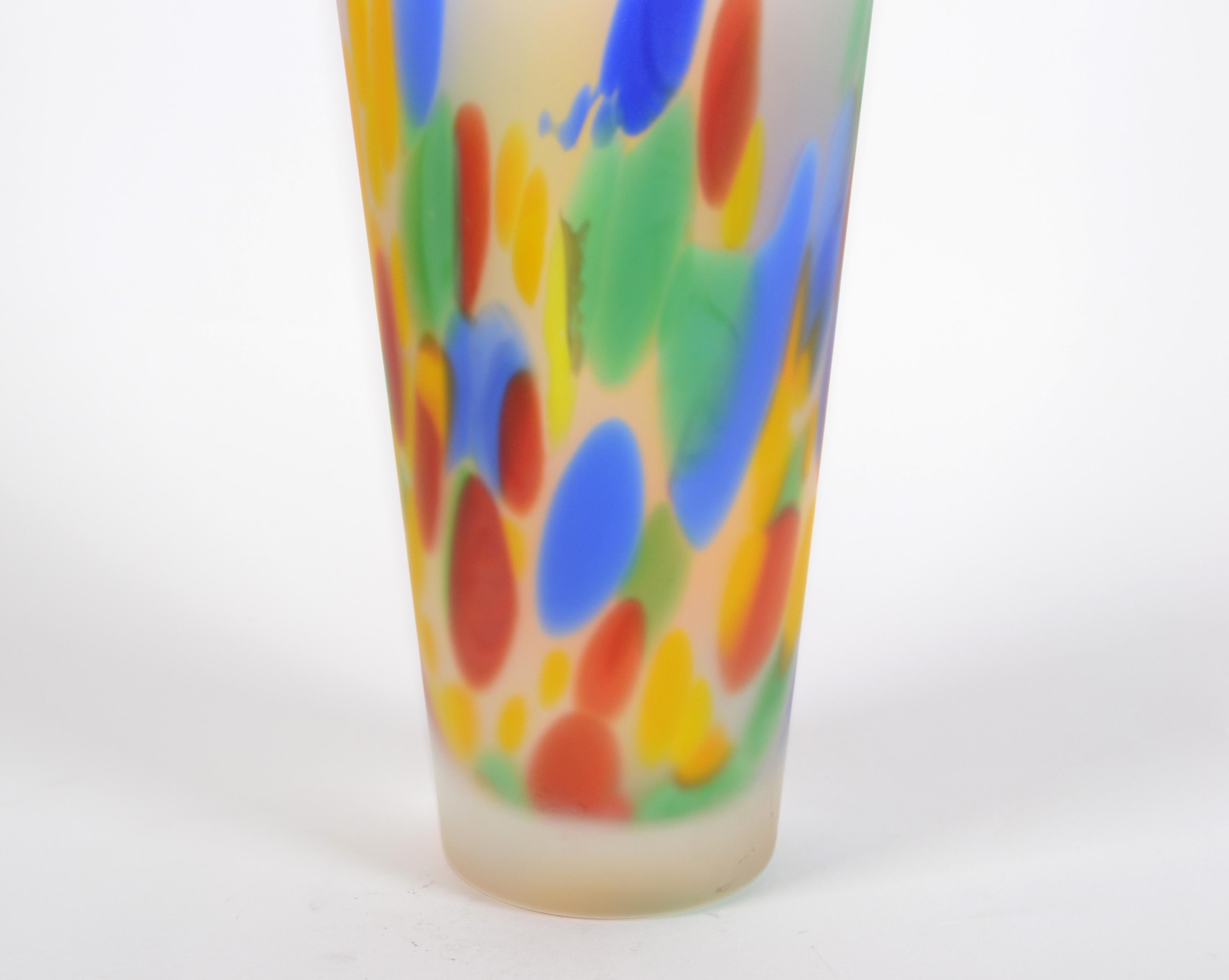 Mid-Century Modern Frosted Murano Art Glass Vase, Italy, 1979 4