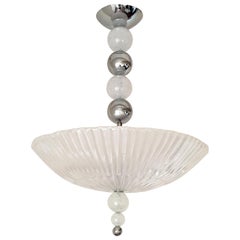 Murano Glass and Chrome Chandelier, Barovier Style - set of two