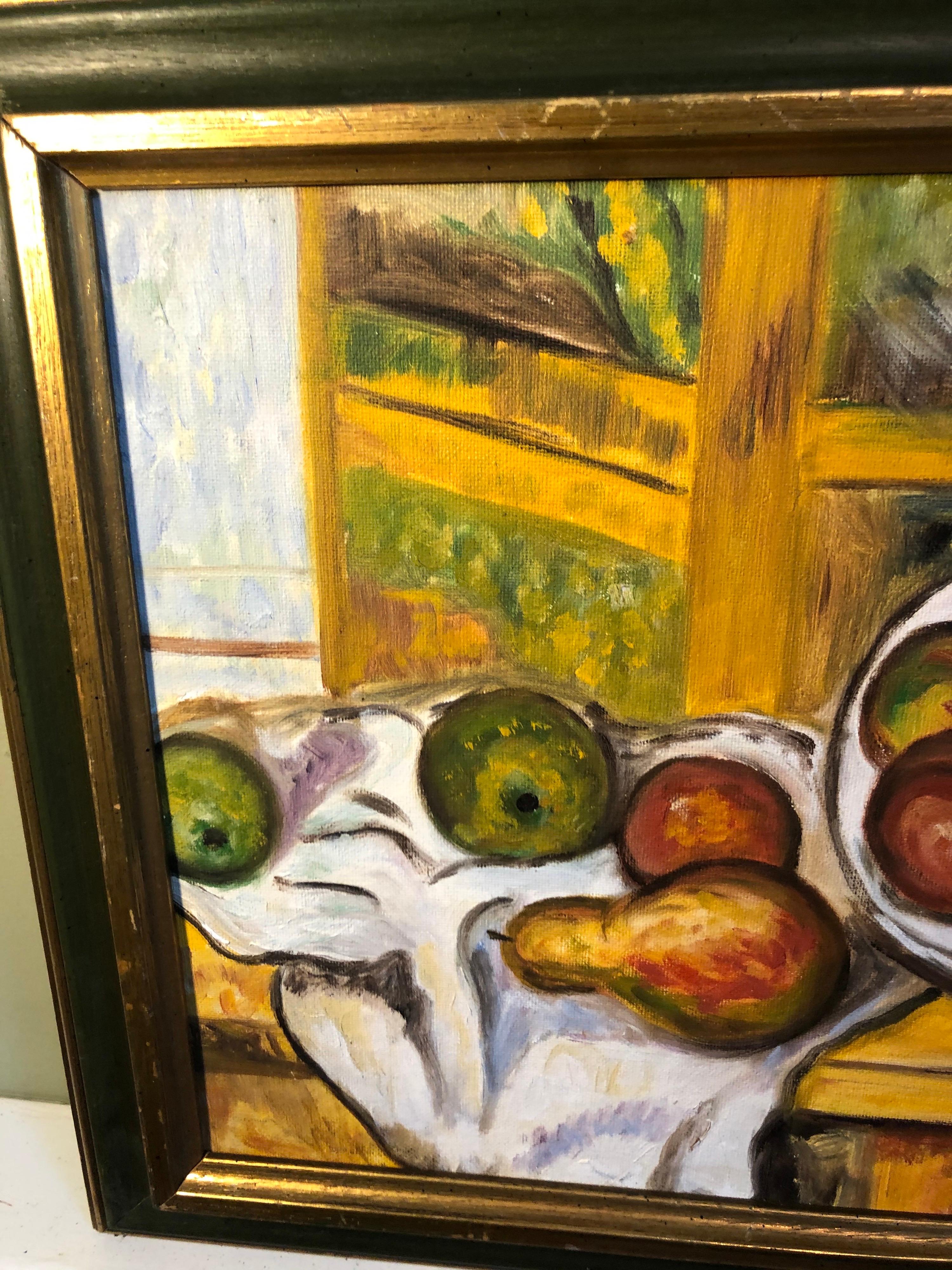 Mid-Century Modern Fruit Still Life Oil on Board For Sale 7