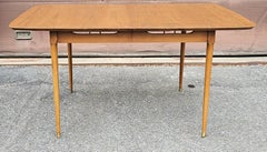 Mid-Century Modern Fruitwood and Brass Accents Extension Dining Table Refinished