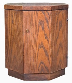 Mid-Century Modern Fruitwood Side Cylinder Tables With Storage Att. To Drexel