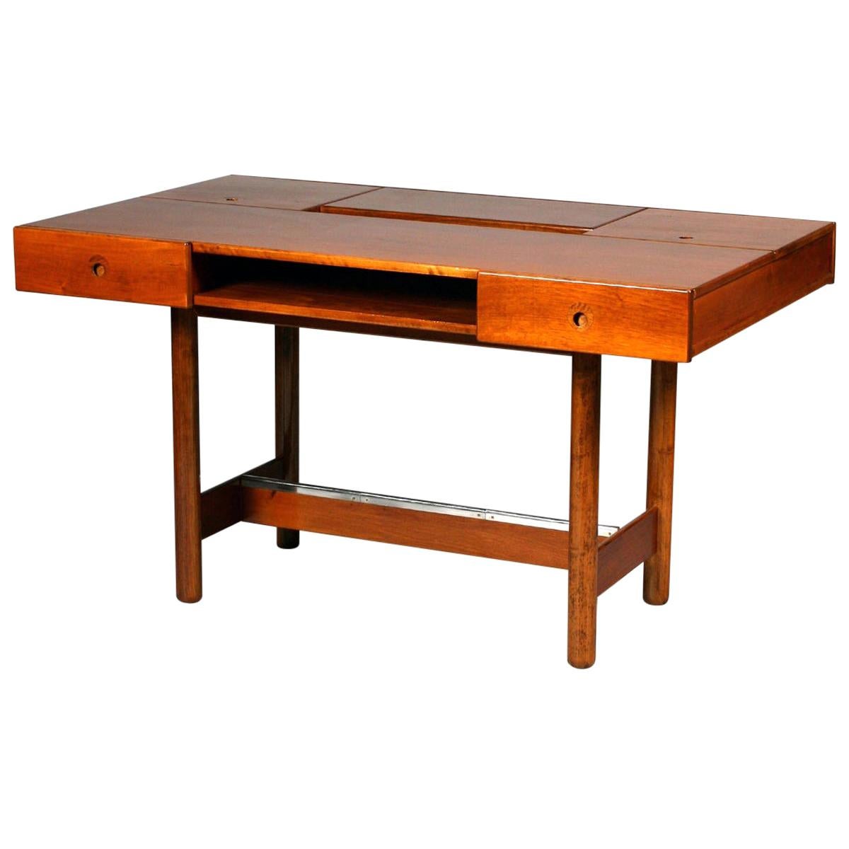 Mid-Century Modern Fruitwood Writing Desk by Saporiti