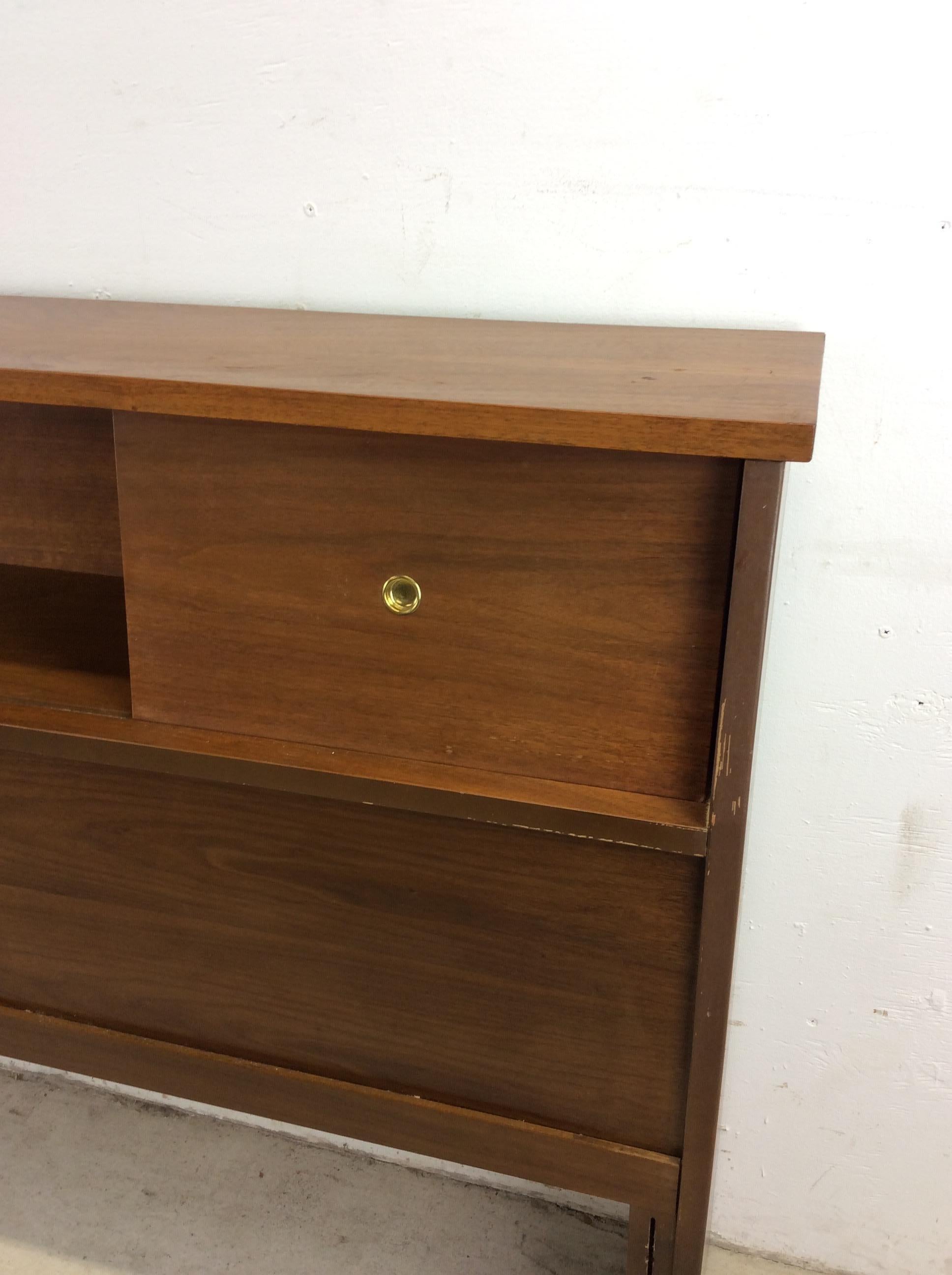 Mid Century Modern Full / Double Storage Headboard with sliding Doors 9