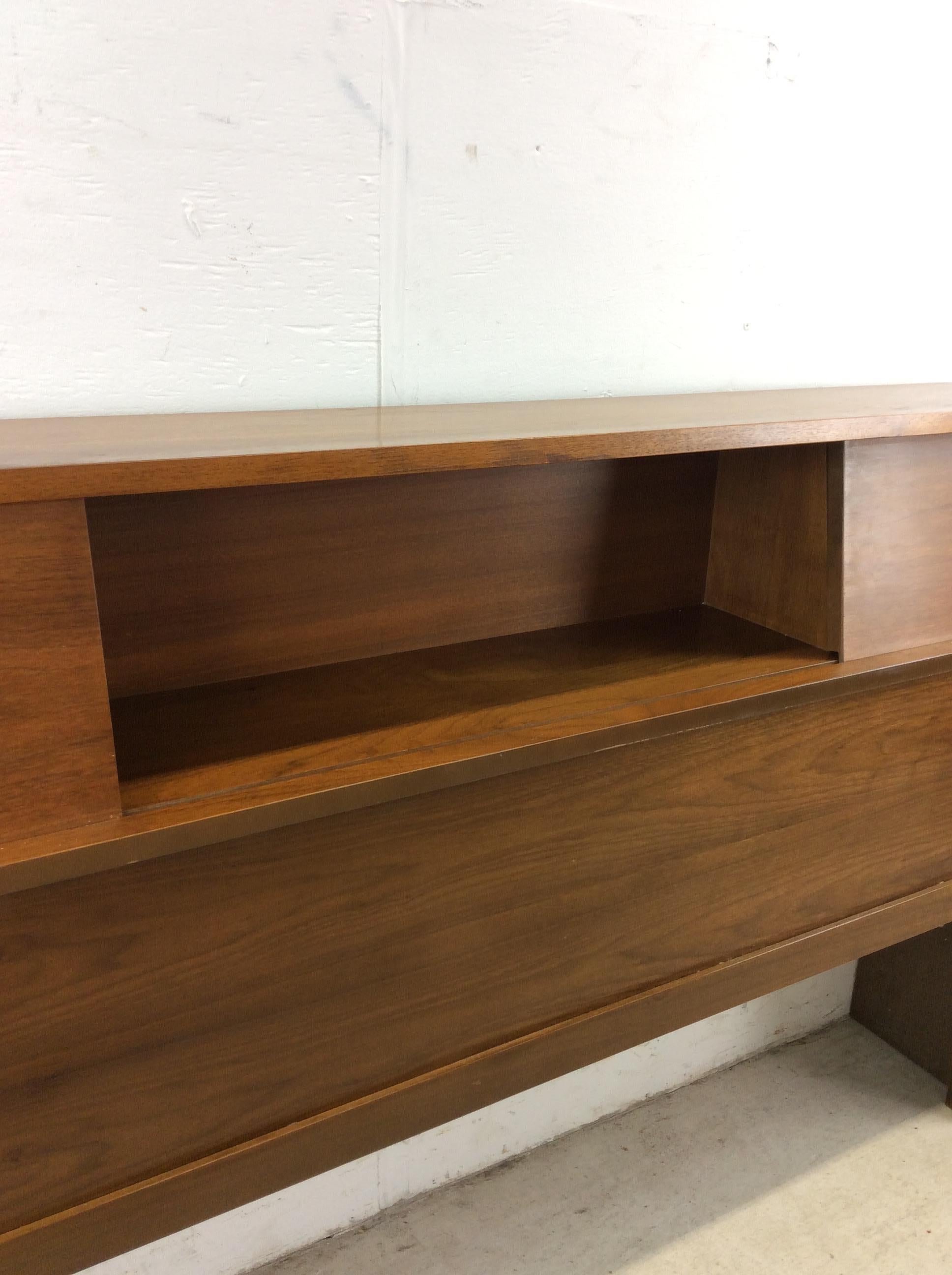 Mid Century Modern Full / Double Storage Headboard with sliding Doors 10