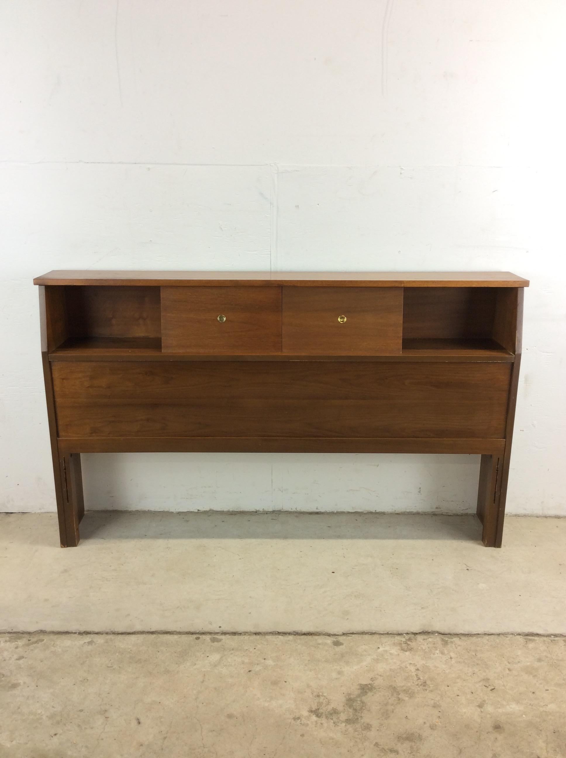 20th Century Mid Century Modern Full / Double Storage Headboard with sliding Doors