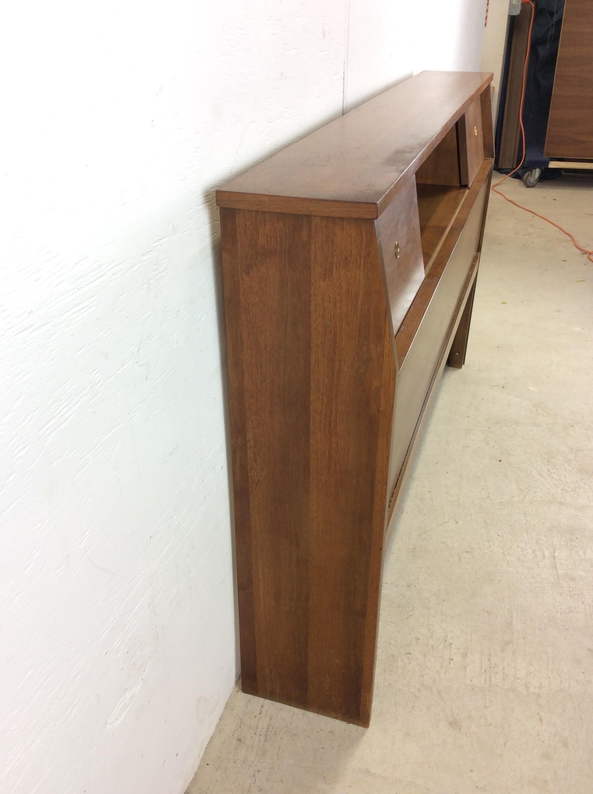 Mid Century Modern Full / Double Storage Headboard with sliding Doors 1
