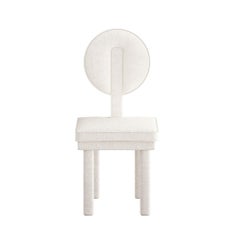Mid-Century Modern Full Upholstered Blouclé White Dining Chair Art Deco Inspo