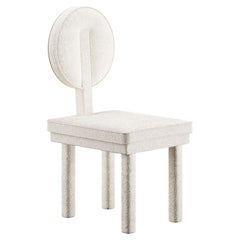 Mid-Century Modern Full Upholstered Blouclé White Dining Chair Art Deco Inspo