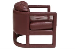 Vollständig gepolsterte Leder-Lounge-Stühle von Parsons aus der Mitte des Jahrhunderts, Maroon