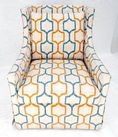 Mid Century Modern Funky Abstract Upholstery Arm Wing Chair MINT