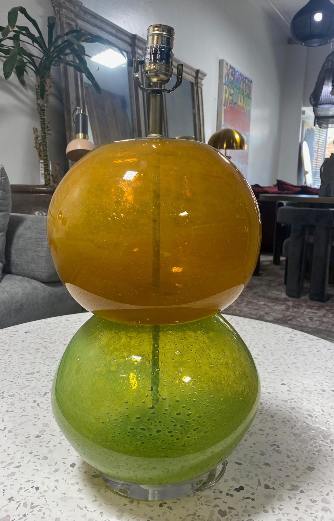 Mid-Century Modern Funky Colorful Blown Glass Art Table Lamp For Sale 6