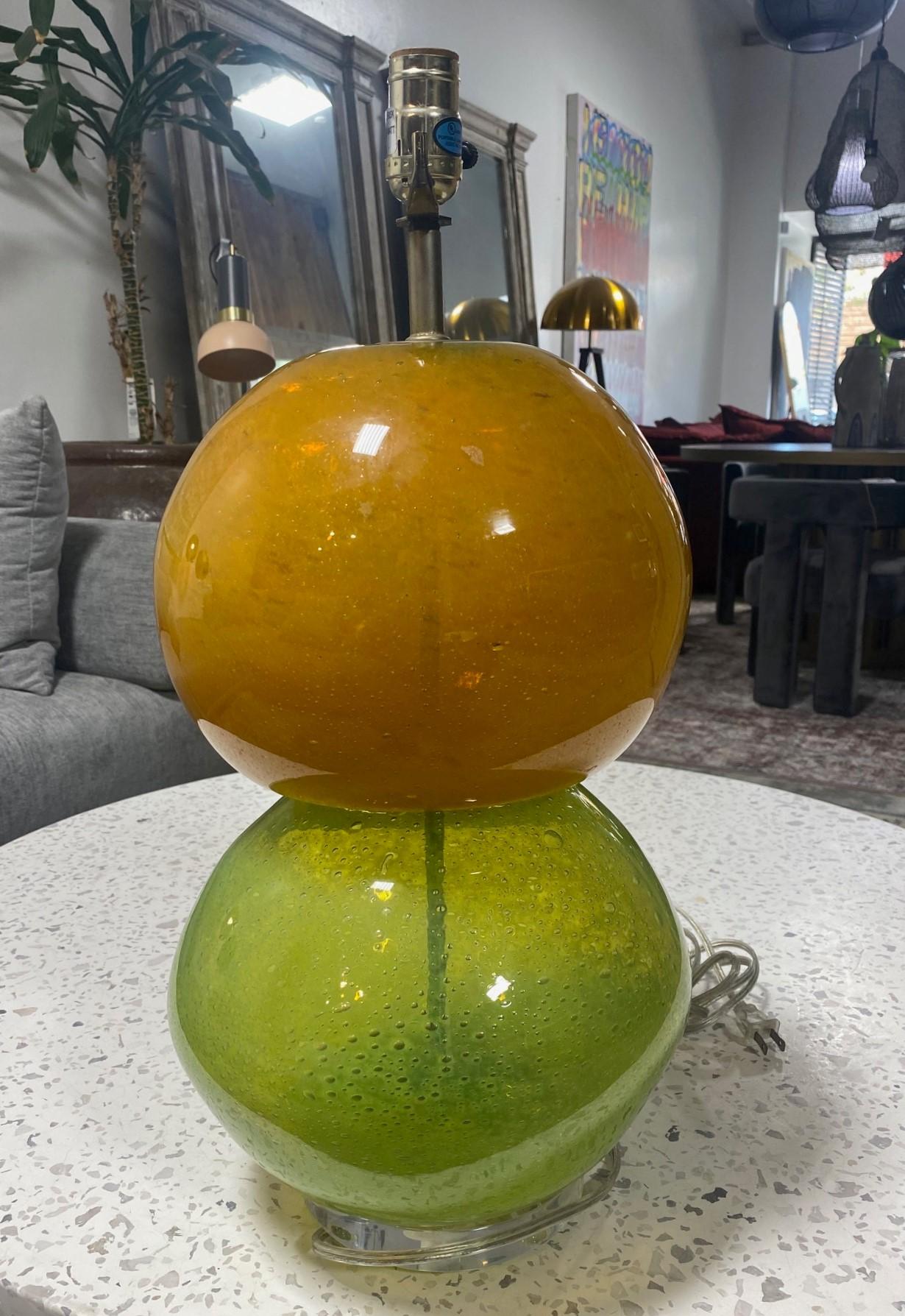 Mid-Century Modern Funky Colorful Blown Glass Art Table Lamp For Sale 7