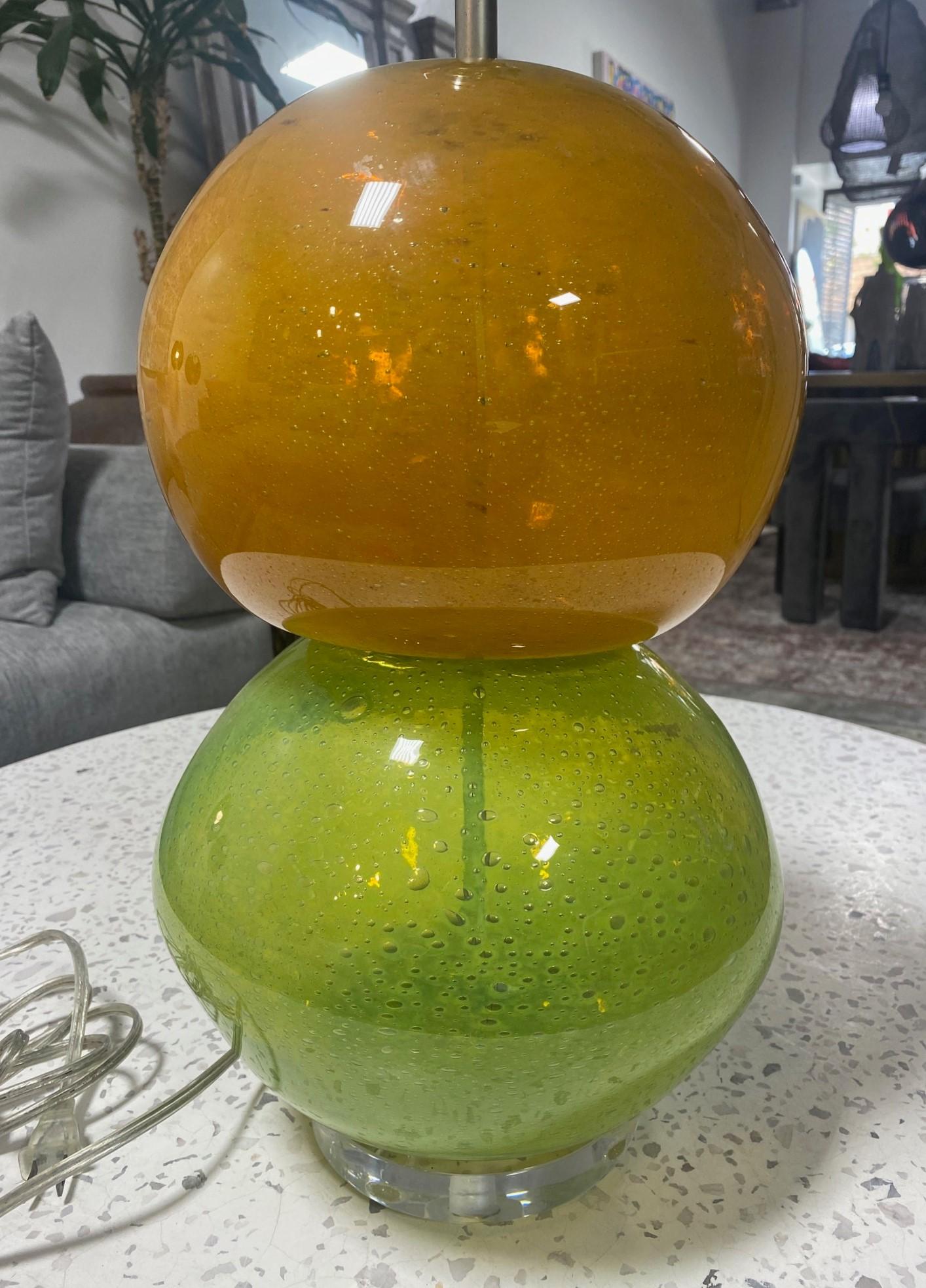 American Mid-Century Modern Funky Colorful Blown Glass Art Table Lamp For Sale