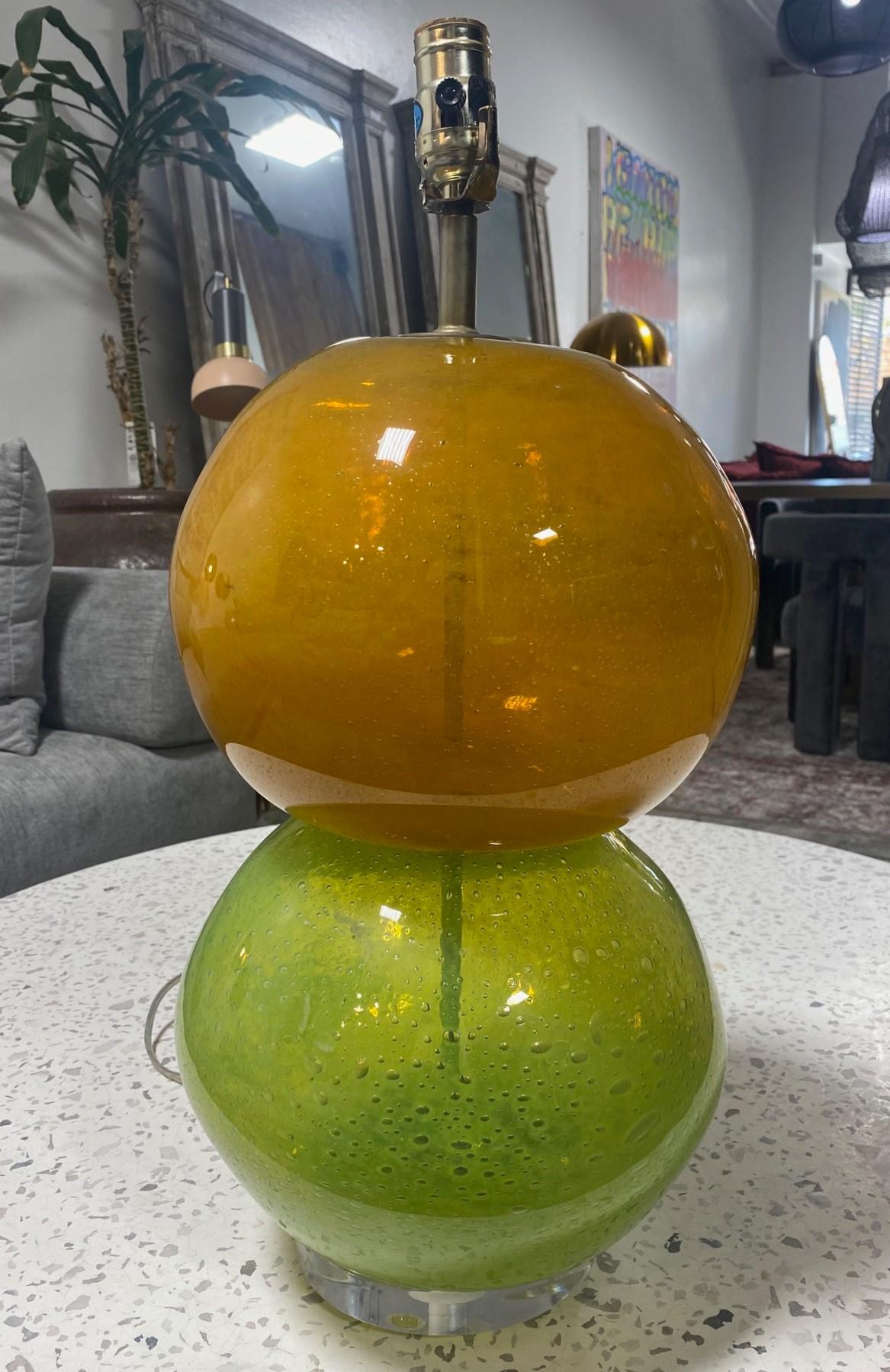 Mid-Century Modern Funky Colorful Blown Glass Art Table Lamp For Sale 2