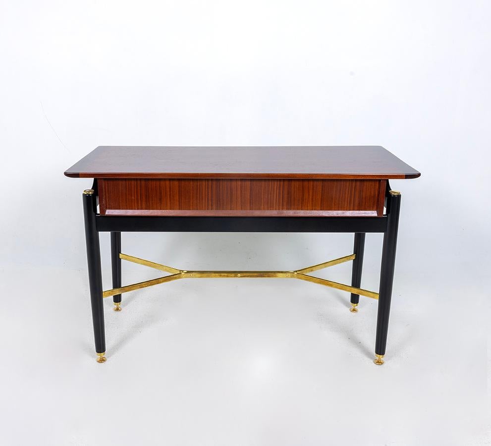Tavolo console da scrivania G-Plan, nero, ottone, Tola, metà del secolo scorso in vendita 4
