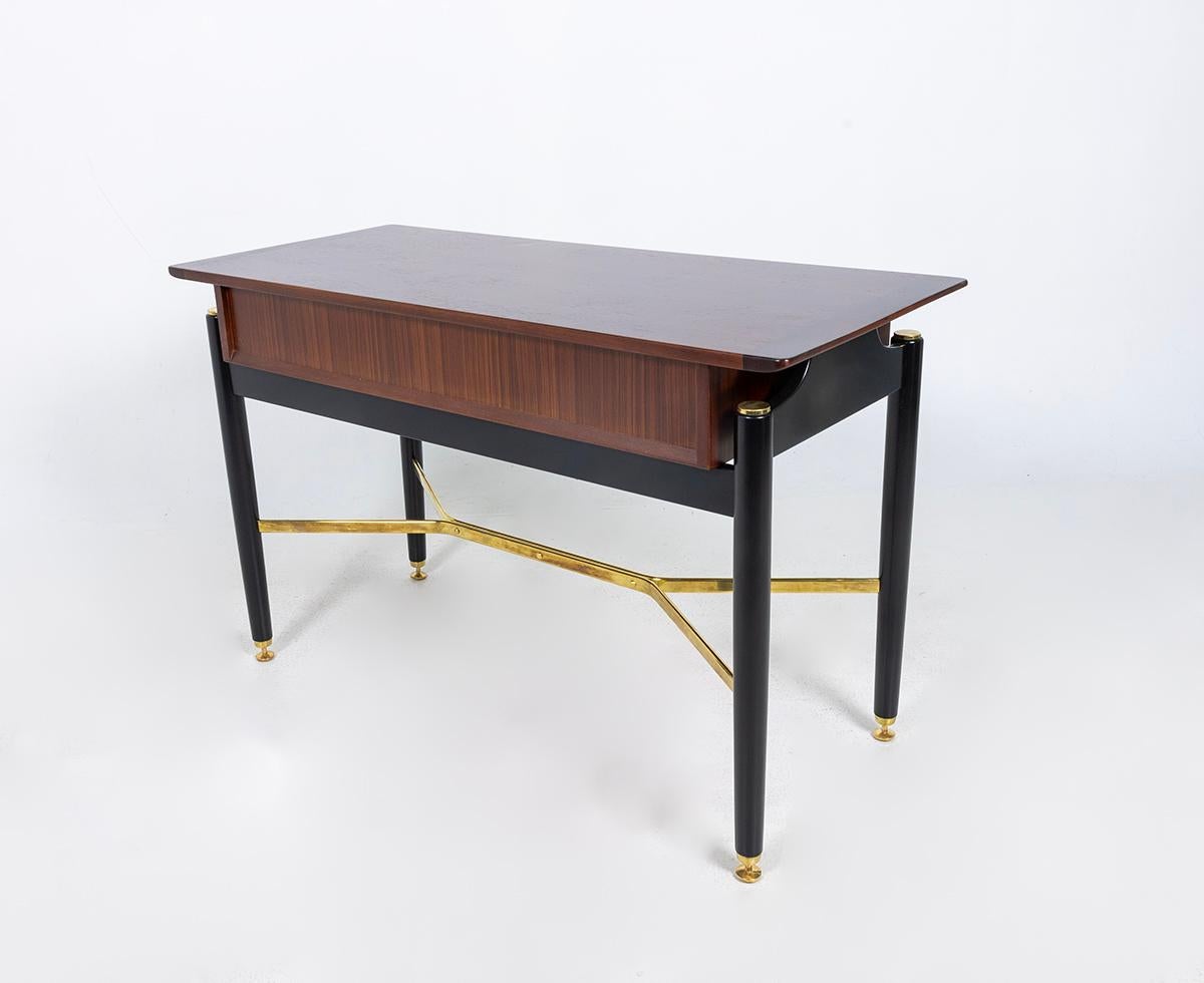 Tavolo console da scrivania G-Plan, nero, ottone, Tola, metà del secolo scorso in vendita 5