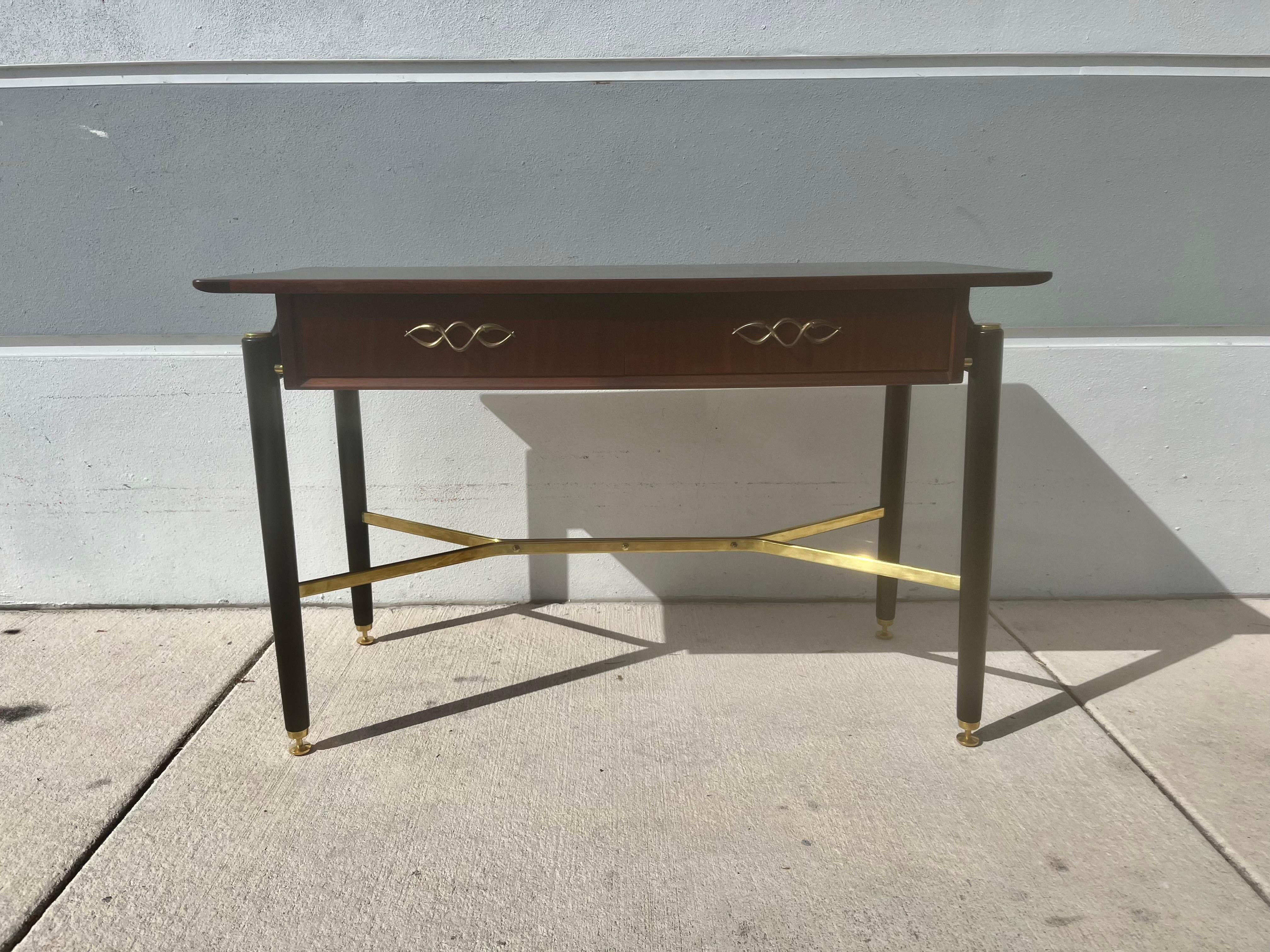 Tavolo console da scrivania G-Plan, nero, ottone, Tola, metà del secolo scorso in vendita 7