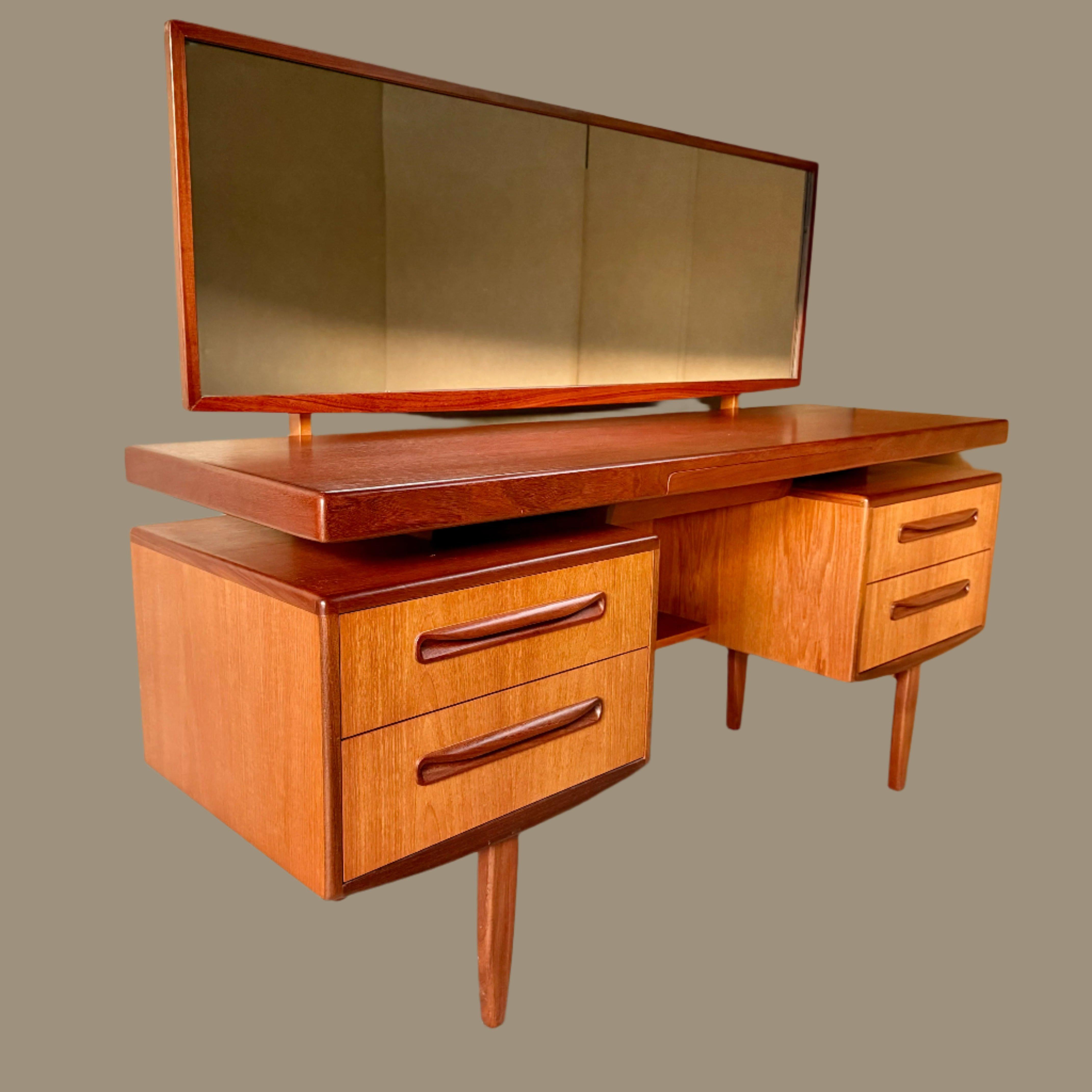 Mid-Century Modern G Plan Fresco Floating Top Teak Vanity Desk by Victor Wilkins 5