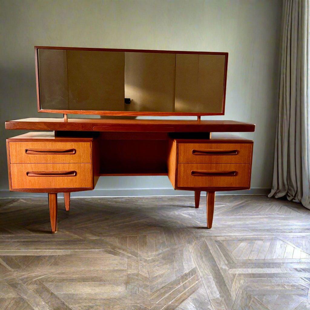 Mid-Century Modern G Plan Fresco Floating Top Teak Vanity Desk by Victor Wilkins 6