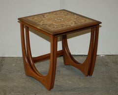 Mid-Century Modern G Plan Fresco Teak Tile Top Side End Nest of Tables
