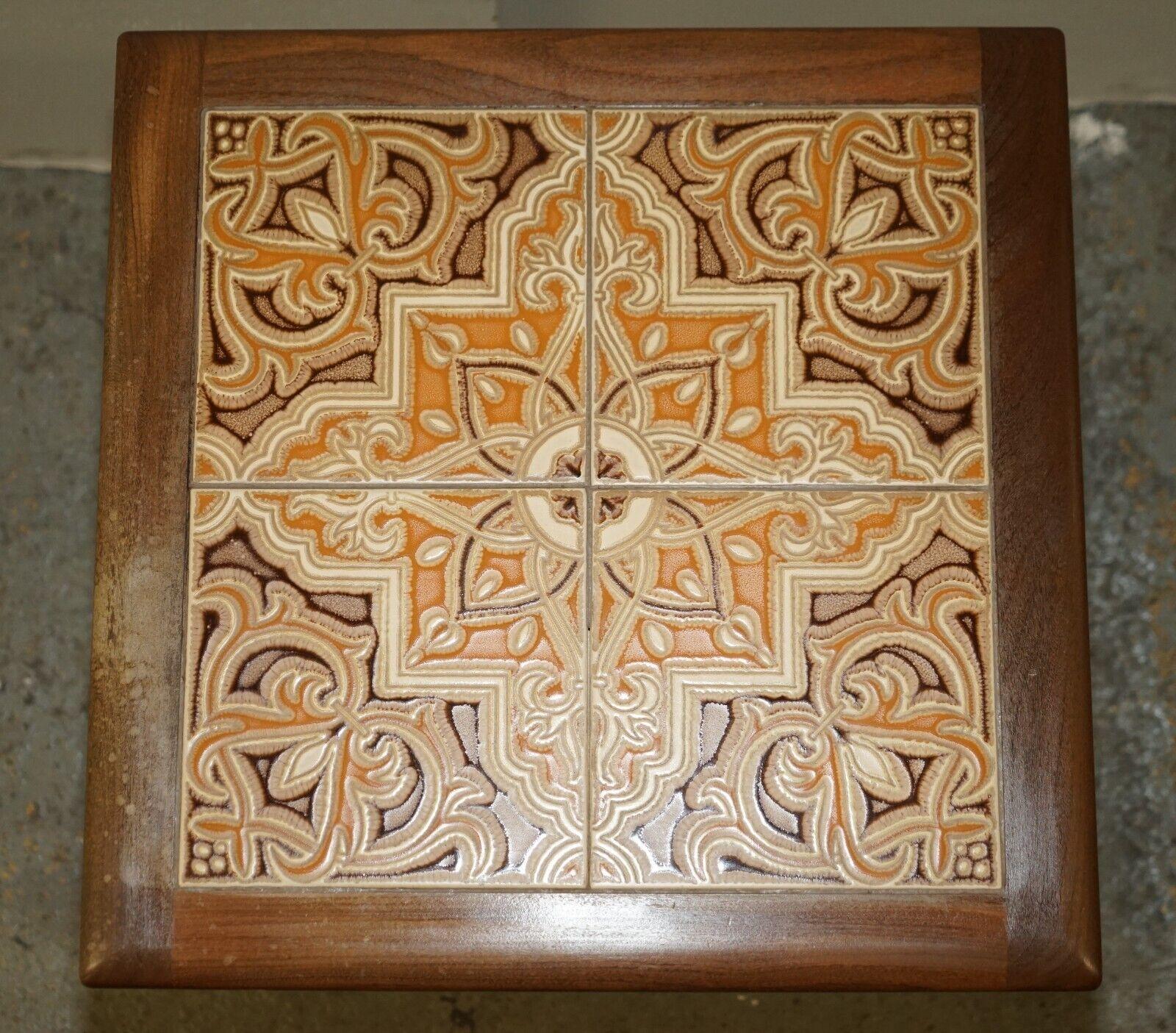 Mid-Century Modern G Plan Fresco Teak Tile Top Side End Nest of Tables 4